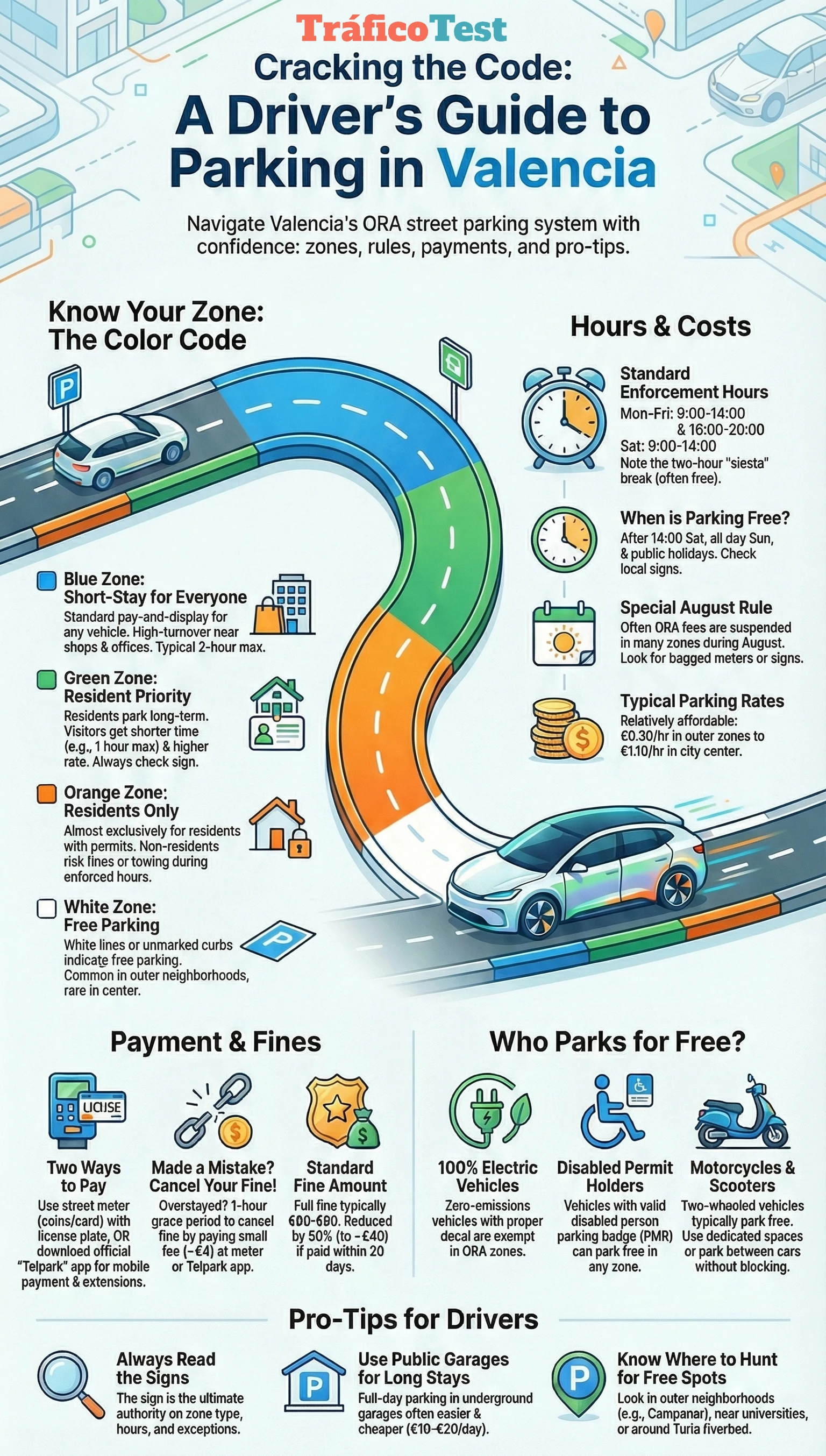 Parking in Valencia: Blue & Green Zones, Prices, Fines and Apps (2026)