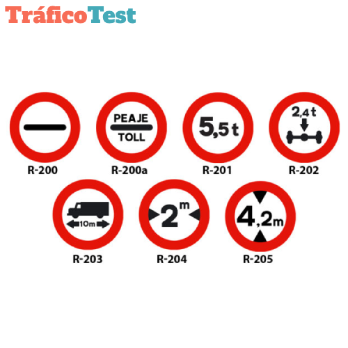 Señales de restricción de paso | Señales de la DGT - TraficoTest