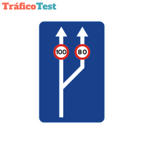 S-53a Change from one to two lanes of traffic with a specification of the maximum speed in each