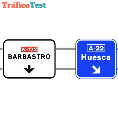 S-351a Señalización de salida inmediata, con carteles sobre la calzada, en carretera convencional