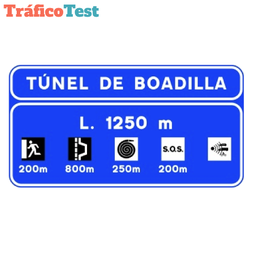 S-531 Localización de un túnel en autopista o autovía con información sobre sus instalaciones de