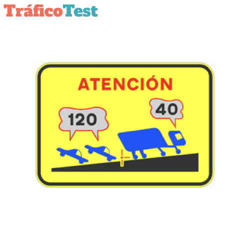 S-993 Advertencia de riesgo de alcances en tramo de autopista o autovía en pendiente ascendente