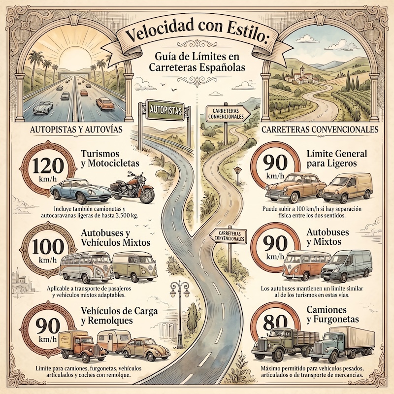 Velocidades máximas en vías fuera de poblado