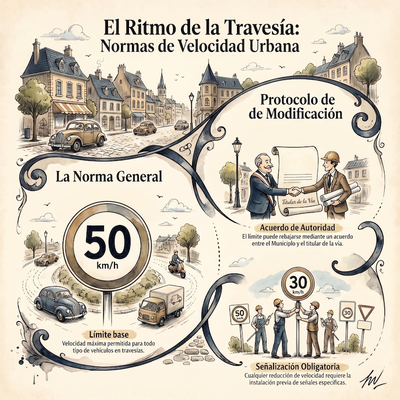 Límites de velocidad en vías urbanas y travesías