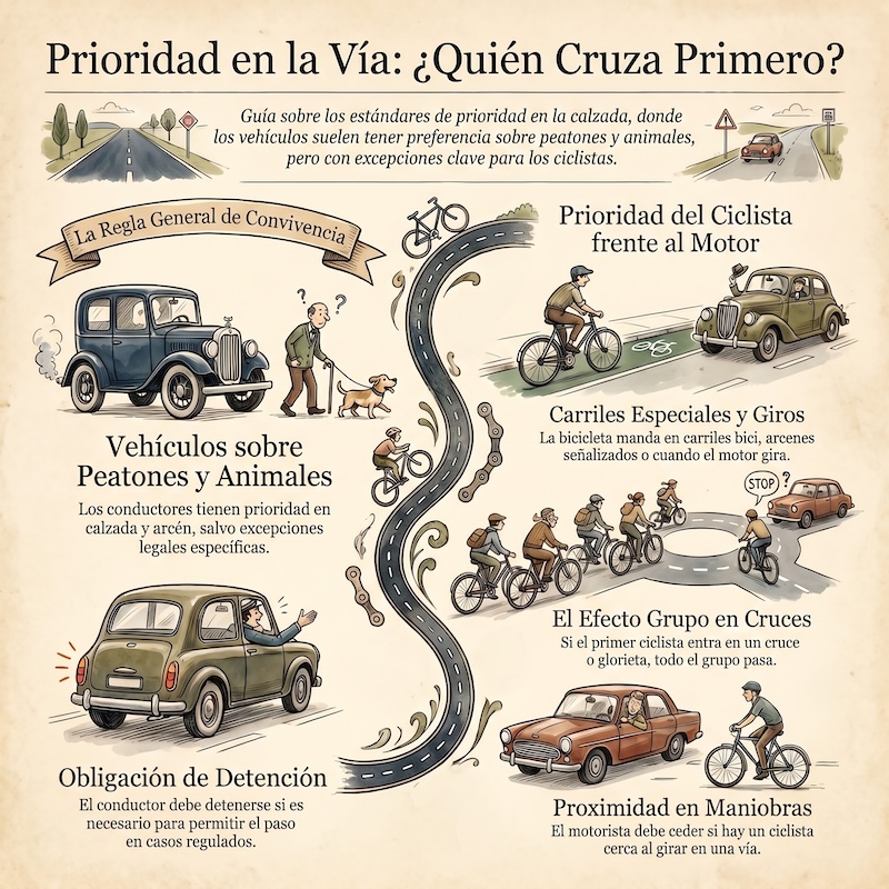 Normas generales y prioridad de paso de ciclistas