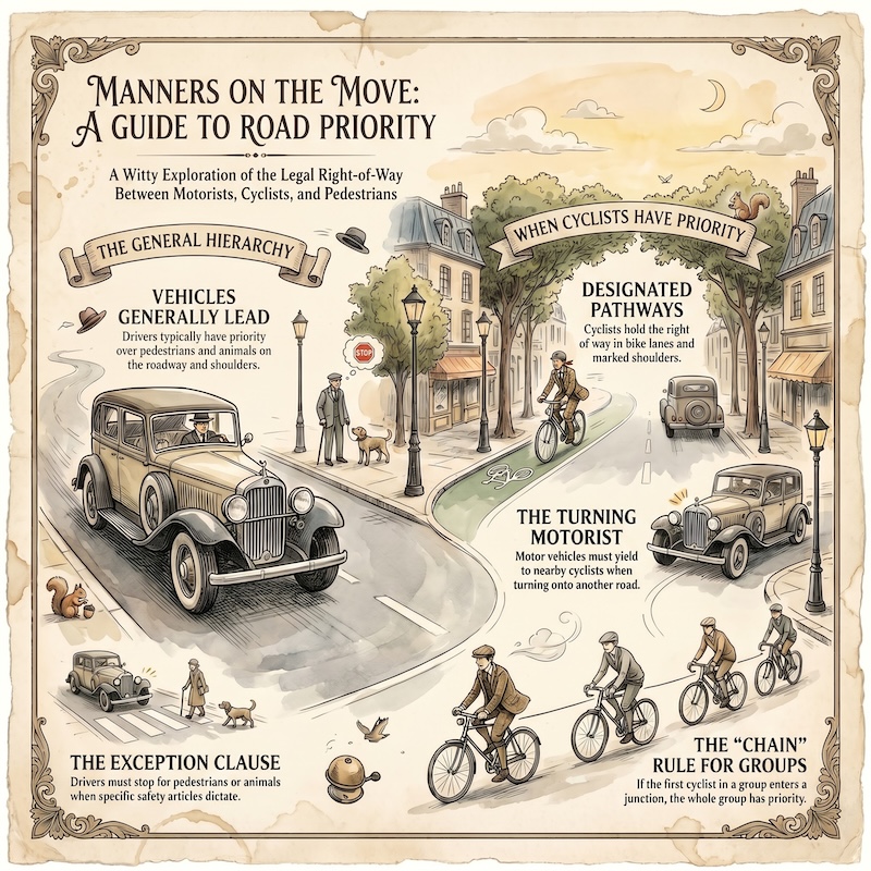 General rules and right of way for cyclists