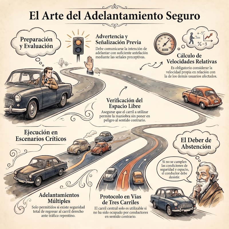 Obligaciones del que adelanta antes de iniciar la maniobra