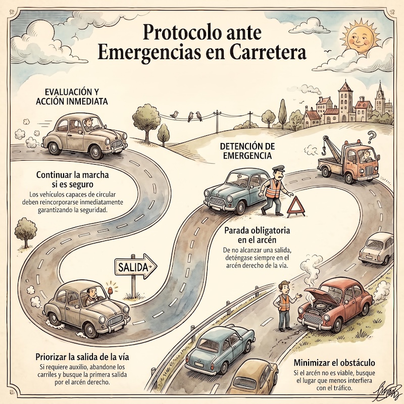 Inmovilización del vehículo y caída de la carga