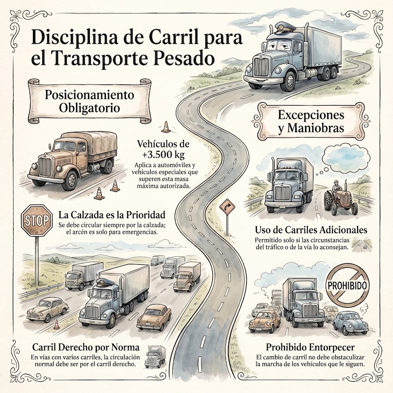 Utilización de los carriles, fuera de poblado, en calzadas con más de un carril para el mismo sentido de marcha